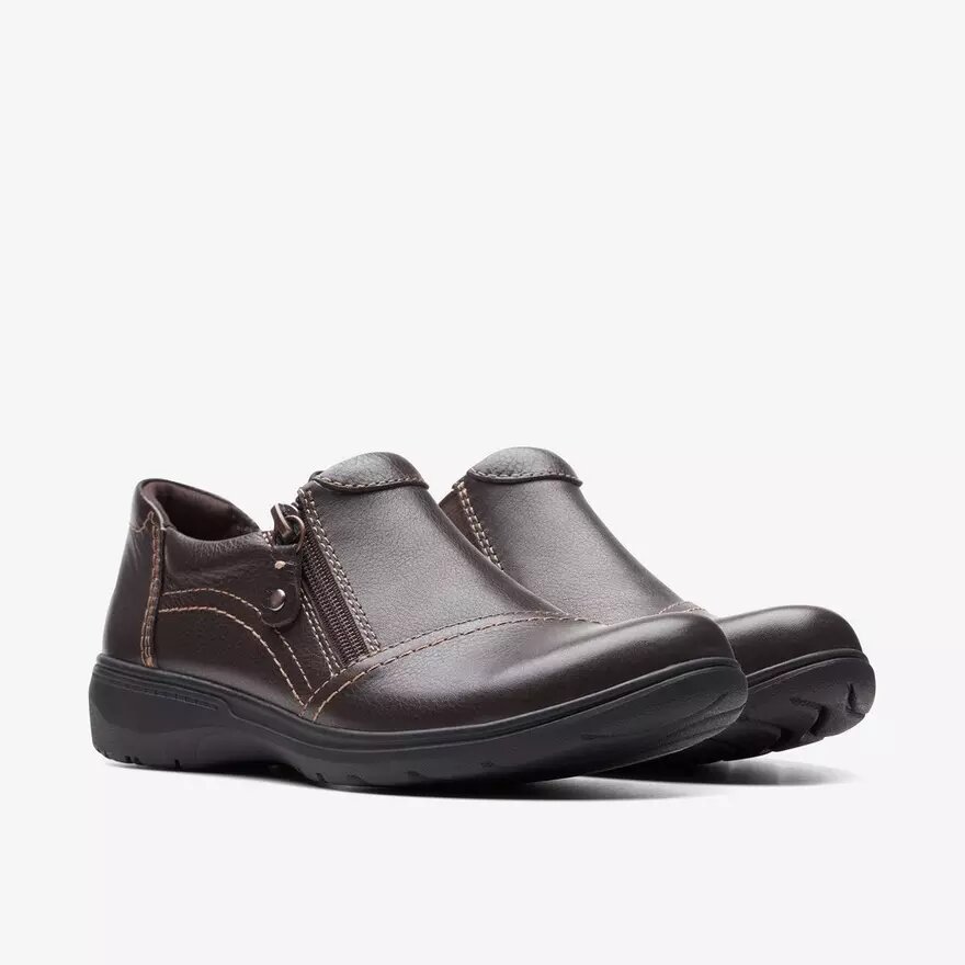 Zapatillas slip-on Carleigh Ray de piel marrón oscuro para mujer Zapatillas slip-on Carleigh Ray de piel marrón oscuro para mujer