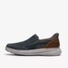 Zapatillas slip-on Craftwell Step de cuero azul marino para hombre Zapatillas slip-on Craftwell Step de cuero azul marino para hombre