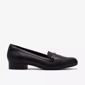 Zapatillas slip-on de cuero negro Juliet Mia para mujer