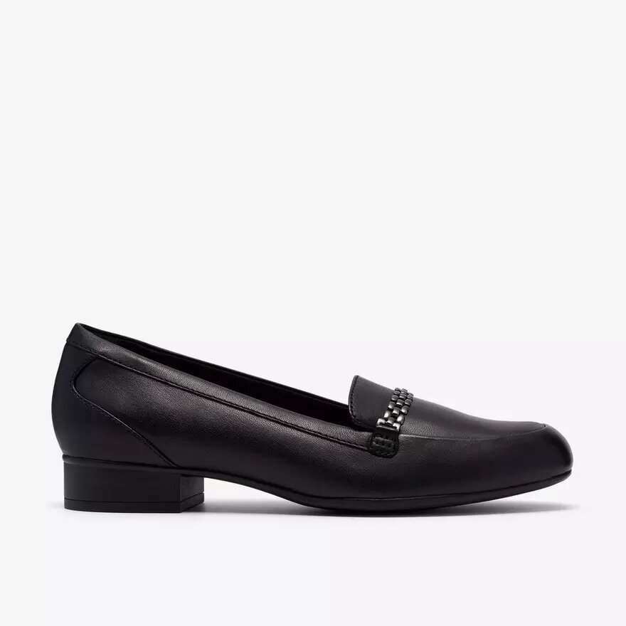 Zapatillas slip-on de cuero negro Juliet Mia para mujer Zapatillas slip-on de cuero negro Juliet Mia para mujer