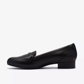 Zapatillas slip-on de cuero negro Juliet Mia para mujer