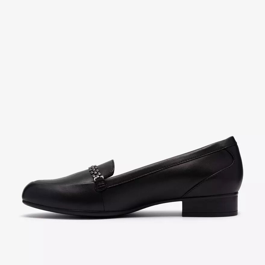 Zapatillas slip-on de cuero negro Juliet Mia para mujer Zapatillas slip-on de cuero negro Juliet Mia para mujer