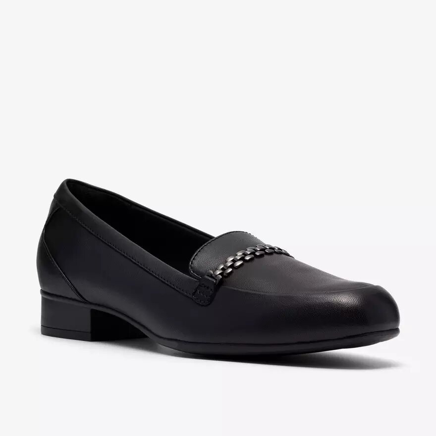 Zapatillas slip-on de cuero negro Juliet Mia para mujer Zapatillas slip-on de cuero negro Juliet Mia para mujer