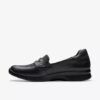 Zapatillas slip-on Ellowyn Penny de cuero negro para mujer Zapatillas slip-on Ellowyn Penny de cuero negro para mujer