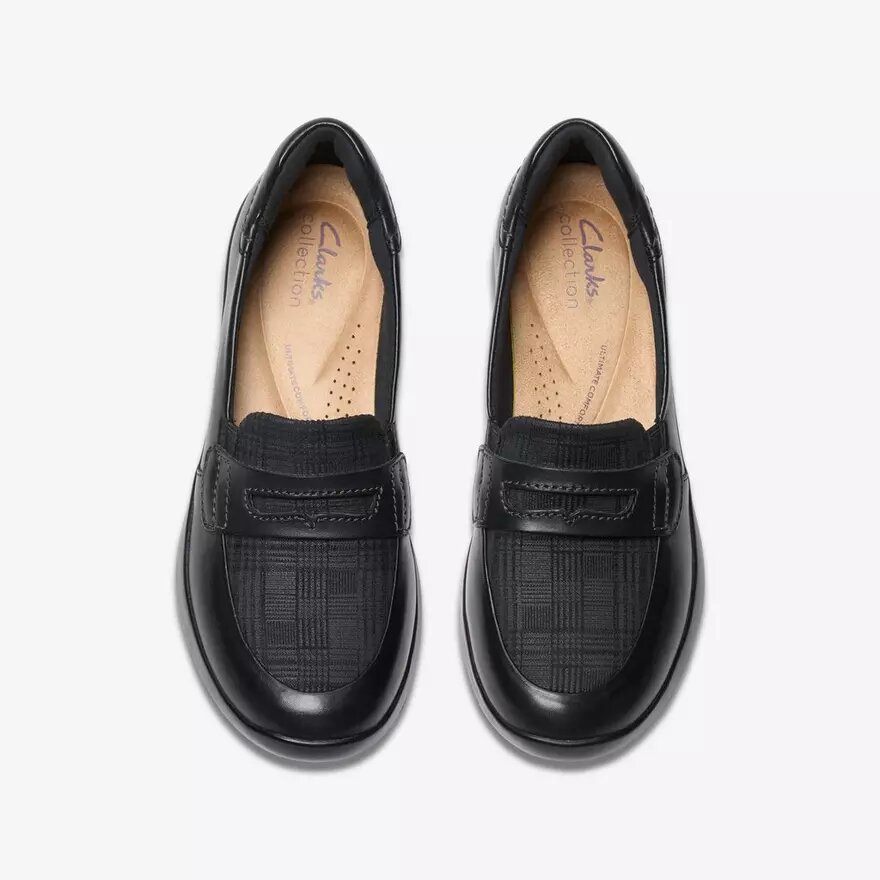 Zapatillas slip-on Ellowyn Penny de cuero negro para mujer Zapatillas slip-on Ellowyn Penny de cuero negro para mujer