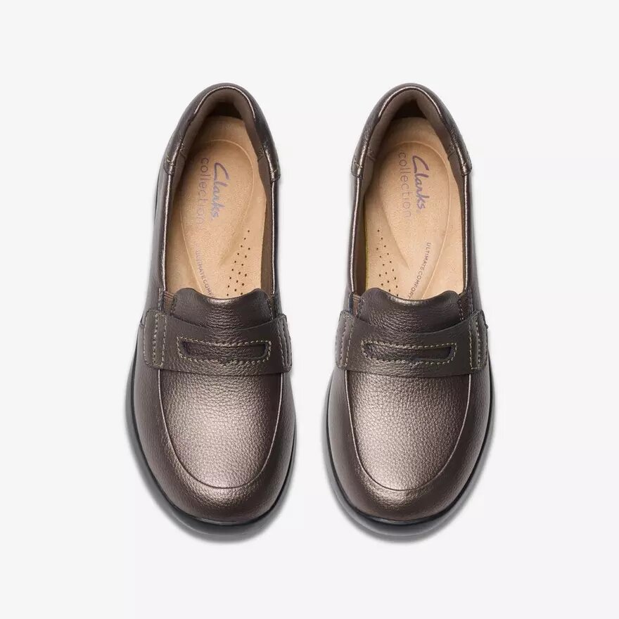 Zapatillas slip-on Ellowyn Penny en bronce metalizado para mujer Zapatillas slip-on Ellowyn Penny en bronce metalizado para mujer