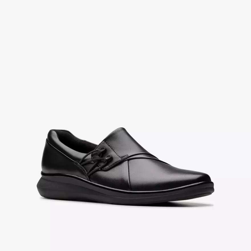 Zapatillas slip-on Lynell para mujer, de piel negra Zapatillas slip-on Lynell para mujer, de piel negra