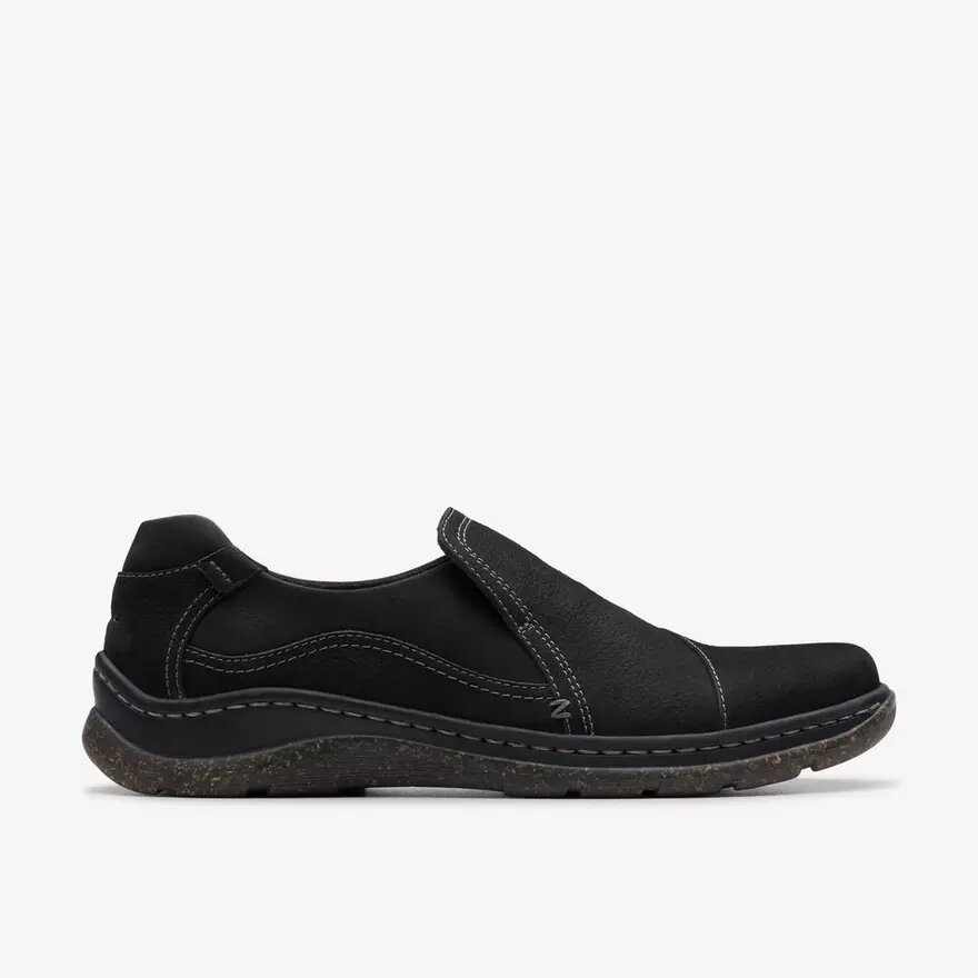 Zapatillas slip-on Orlene para mujer, de cuero negro Zapatillas slip-on Orlene para mujer, de cuero negro