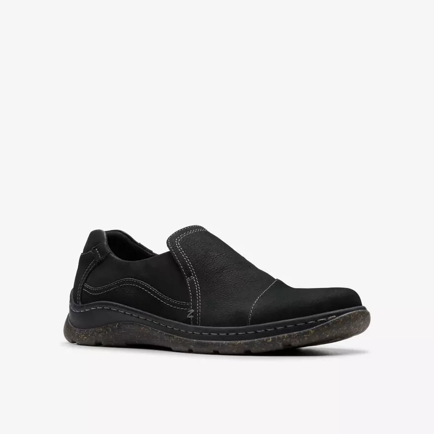 Zapatillas slip-on Orlene para mujer, de cuero negro Zapatillas slip-on Orlene para mujer, de cuero negro