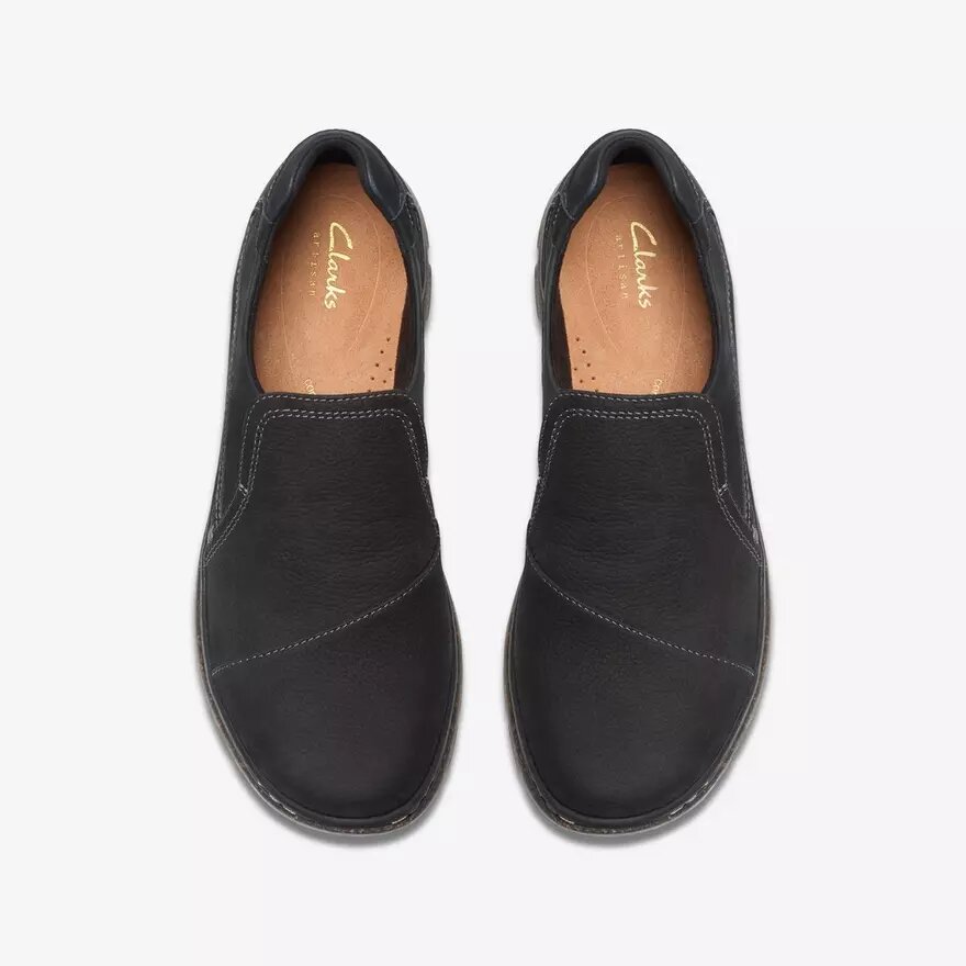 Zapatillas slip-on Orlene para mujer, de cuero negro Zapatillas slip-on Orlene para mujer, de cuero negro