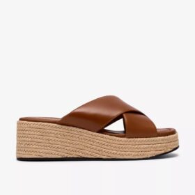 Zapatos de cuñas Tessiah Mule2 para mujer, en piel color tostado