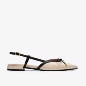 Zapatos de mujer Sensa15 Bow de cuero color crema destalonados Zapatos de mujer Sensa15 Bow de cuero color crema destalonados