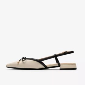 Zapatos de mujer Sensa15 Bow de cuero color crema destalonados Zapatos de mujer Sensa15 Bow de cuero color crema destalonados