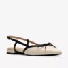 Zapatos de mujer Sensa15 Bow de cuero color crema destalonados