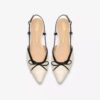 Zapatos de mujer Sensa15 Bow de cuero color crema destalonados