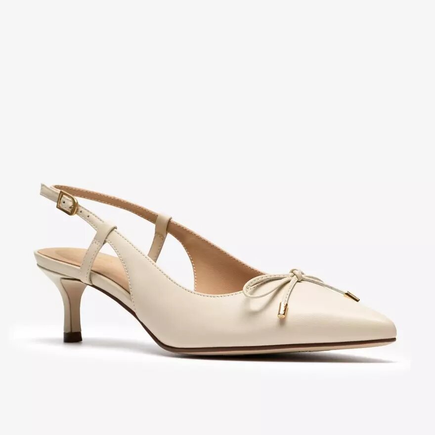 Zapatos de salón con lazo Zarey de piel color crema para mujer Zapatos de salón con lazo Zarey de piel color crema para mujer