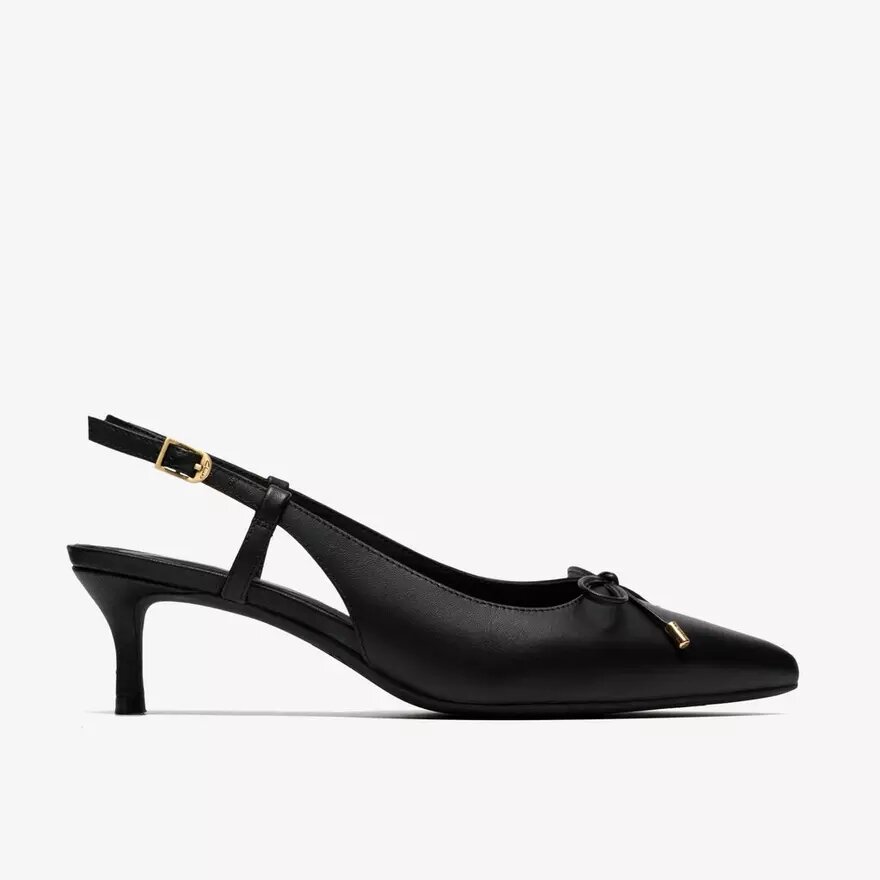 Zapatos de salón de mujer Zarey Bow de piel negra Zapatos de salón de mujer Zarey Bow de piel negra