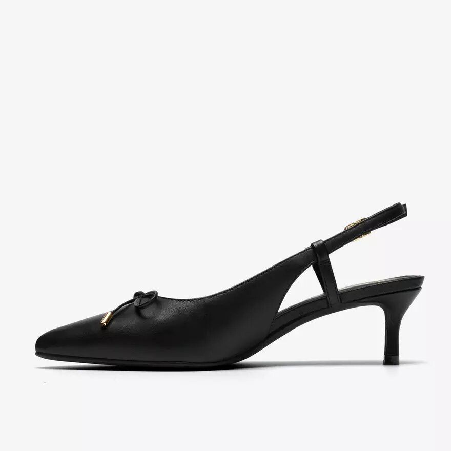 Zapatos de salón de mujer Zarey Bow de piel negra Zapatos de salón de mujer Zarey Bow de piel negra