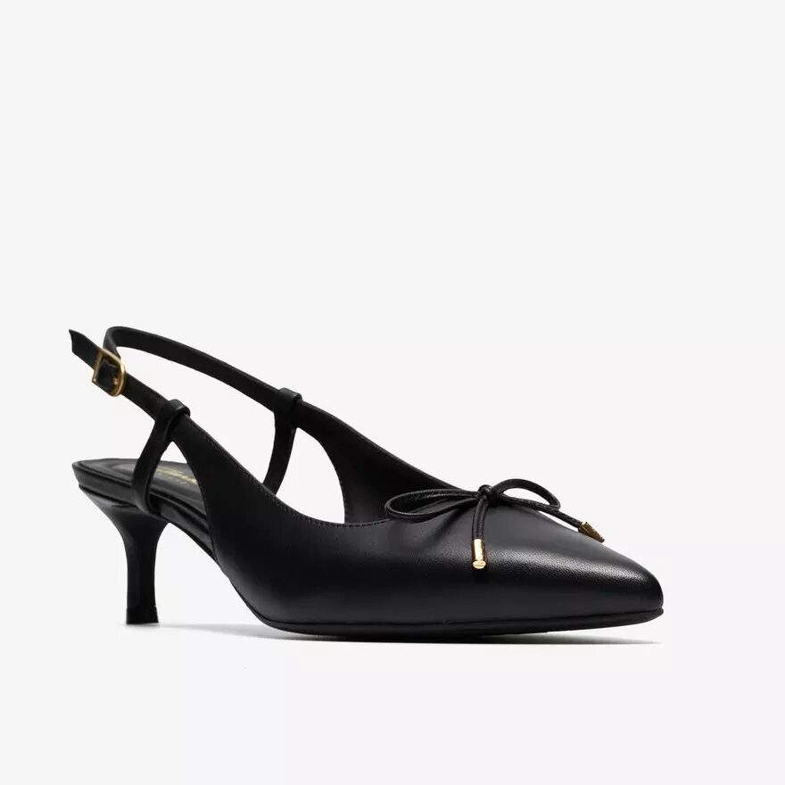 Zapatos de salón de mujer Zarey Bow de piel negra Zapatos de salón de mujer Zarey Bow de piel negra