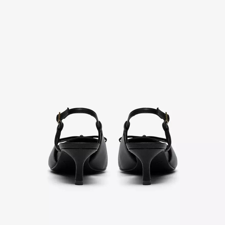 Zapatos de salón de mujer Zarey Bow de piel negra Zapatos de salón de mujer Zarey Bow de piel negra