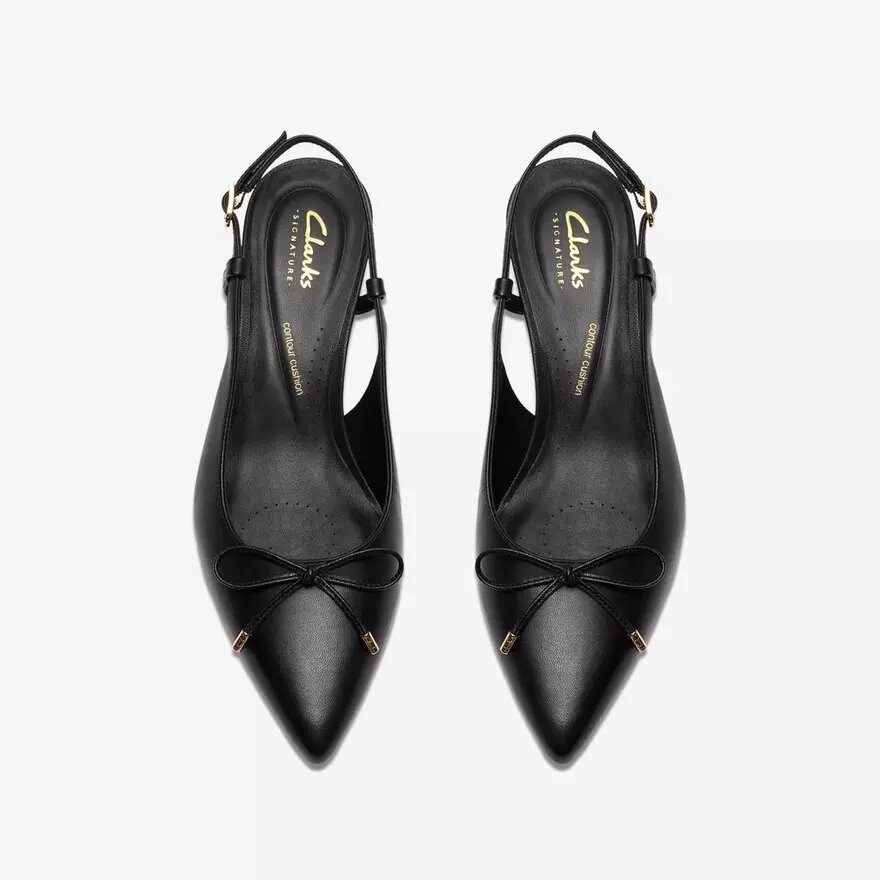 Zapatos de salón de mujer Zarey Bow de piel negra Zapatos de salón de mujer Zarey Bow de piel negra