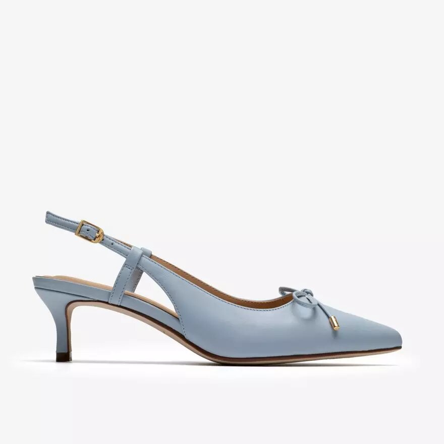 Zapatos de salón de mujer Zarey con lazo, de piel azul claro Zapatos de salón de mujer Zarey con lazo, de piel azul claro
