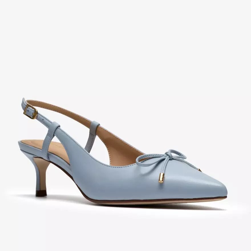 Zapatos de salón de mujer Zarey con lazo, de piel azul claro Zapatos de salón de mujer Zarey con lazo, de piel azul claro