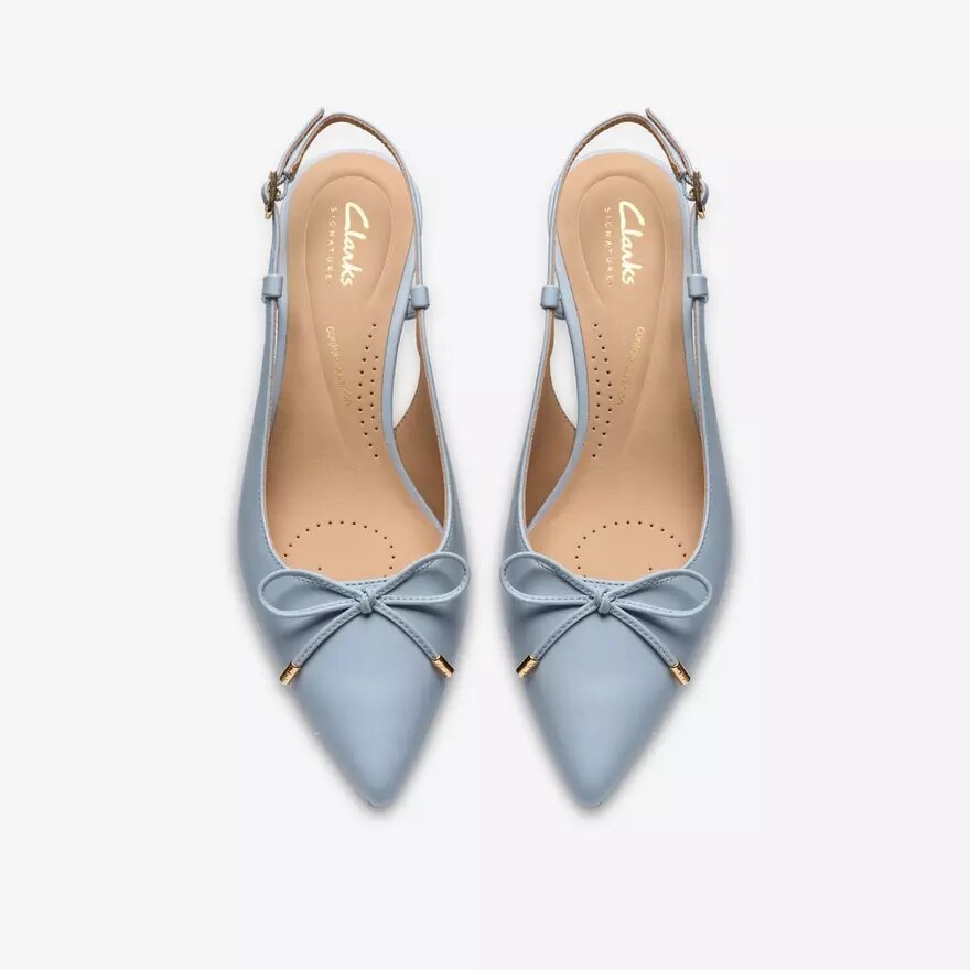 Zapatos de salón de mujer Zarey con lazo, de piel azul claro Zapatos de salón de mujer Zarey con lazo, de piel azul claro