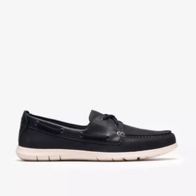Zapatos náuticos Flexway 2Eye de nubuck azul marino para hombre