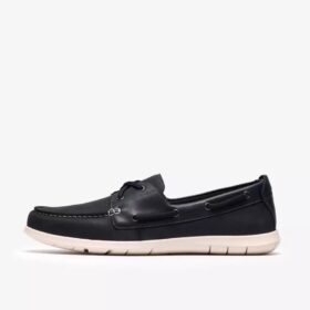 Zapatos náuticos Flexway 2Eye de nubuck azul marino para hombre