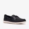 Zapatos náuticos Flexway 2Eye de nubuck azul marino para hombre