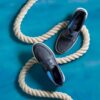 Zapatos náuticos Flexway 2Eye de nubuck azul marino para hombre