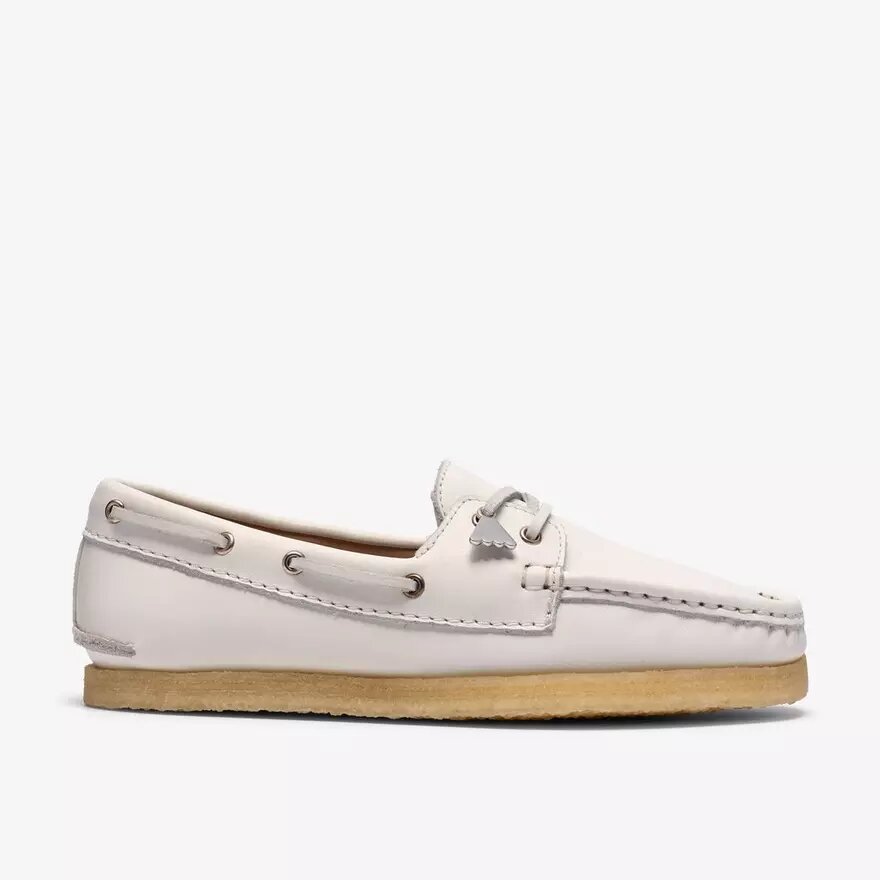 Zapatos náuticos Godney Boat para mujer en piel granulada blanca Zapatos náuticos Godney Boat para mujer en piel granulada blanca