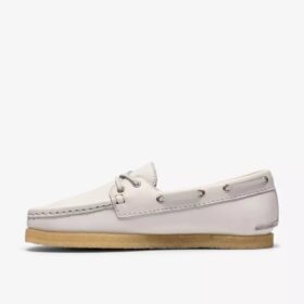Zapatos náuticos Godney Boat para mujer en piel granulada blanca