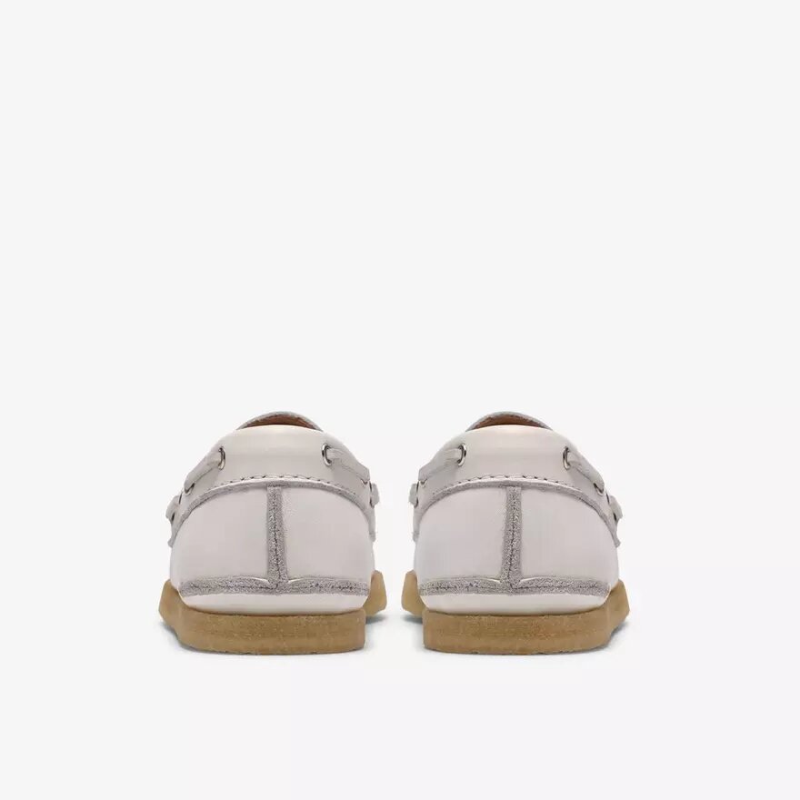 Zapatos náuticos Godney Boat para mujer en piel granulada blanca Zapatos náuticos Godney Boat para mujer en piel granulada blanca