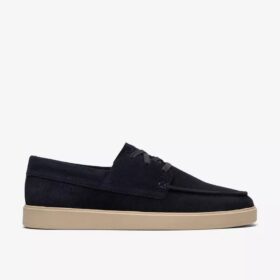 Zapatos náuticos Lockford Boat de ante azul marino para hombre