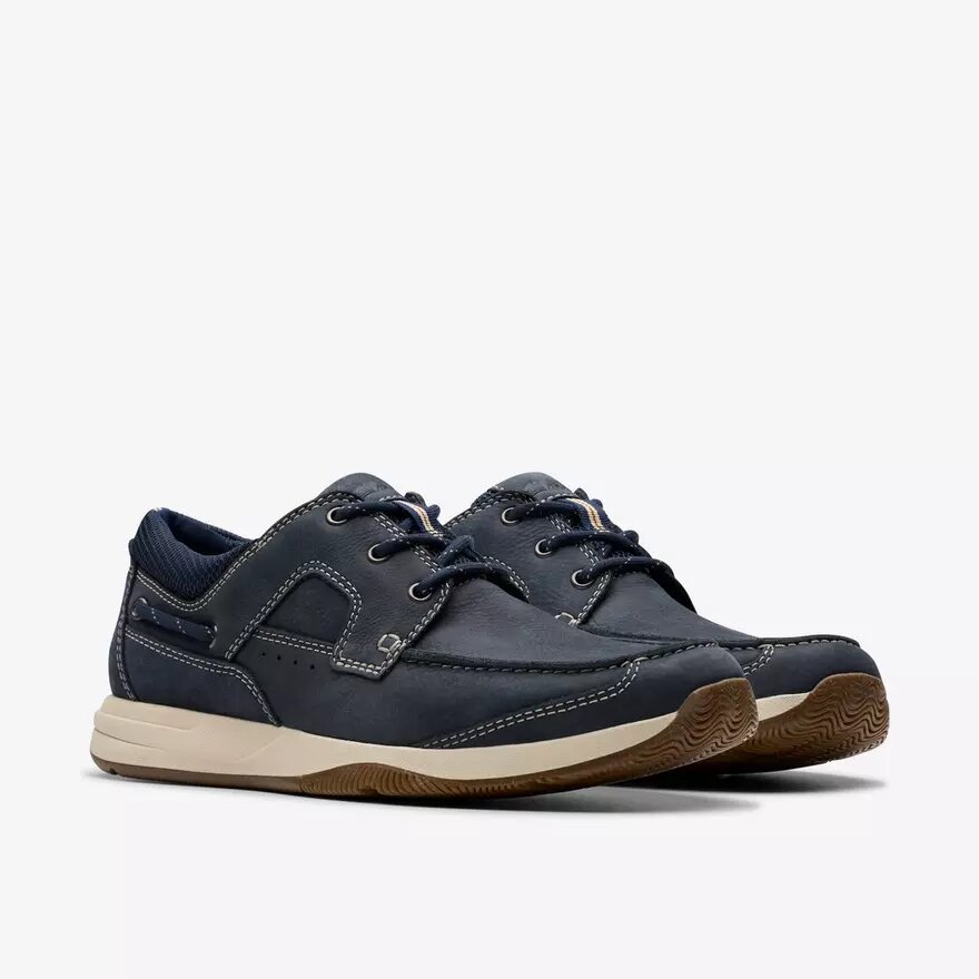 Zapatos náuticos Sailview para hombre con cordones, de nubuck azul marino Zapatos náuticos Sailview para hombre con cordones, de nubuck azul marino