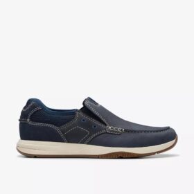 Zapatos náuticos sin cordones Sailview Step en nubuck azul marino, en forma de zapatillas slip-on para hombre