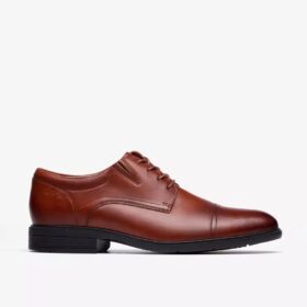 Zapatos Oxford Steadwell Cap para hombre, de piel en tono marrón oscuro