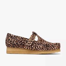 Zapatos Wallabee T-Bar con estampado de leopardo para mujer