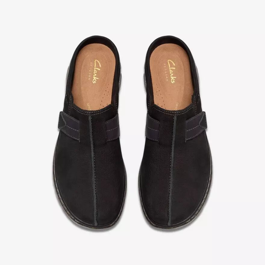 Zuecos Orlene para mujer, de nubuck negro y Mules Zuecos Orlene para mujer, de nubuck negro y Mules